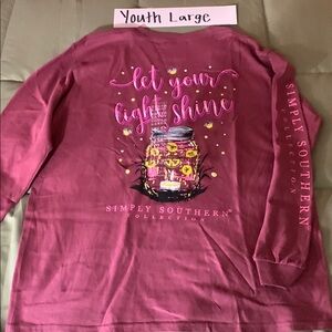 2/$25 Simply Southern Pinkish/Purple Long Sleeve Tees Casual Graphic